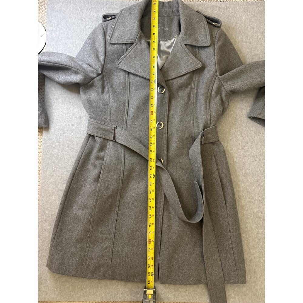 Calvin Klein Wool Blend Belted Wrap Coat – Gray – Size Medium - Picture 8 of 12